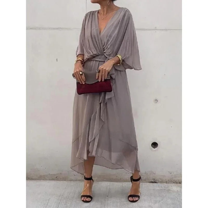 Monica - Vestido de Seda con Escote en V