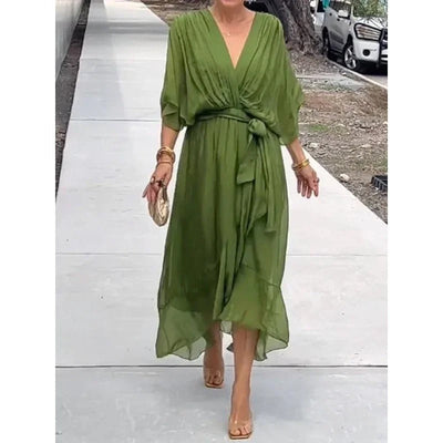 Monica - Vestido de Seda con Escote en V
