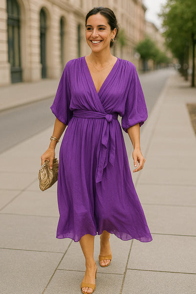 Monica - Vestido de Seda con Escote en V