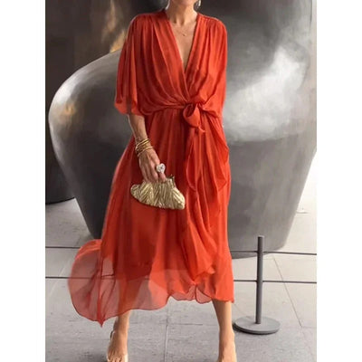 Monica - Vestido de Seda con Escote en V