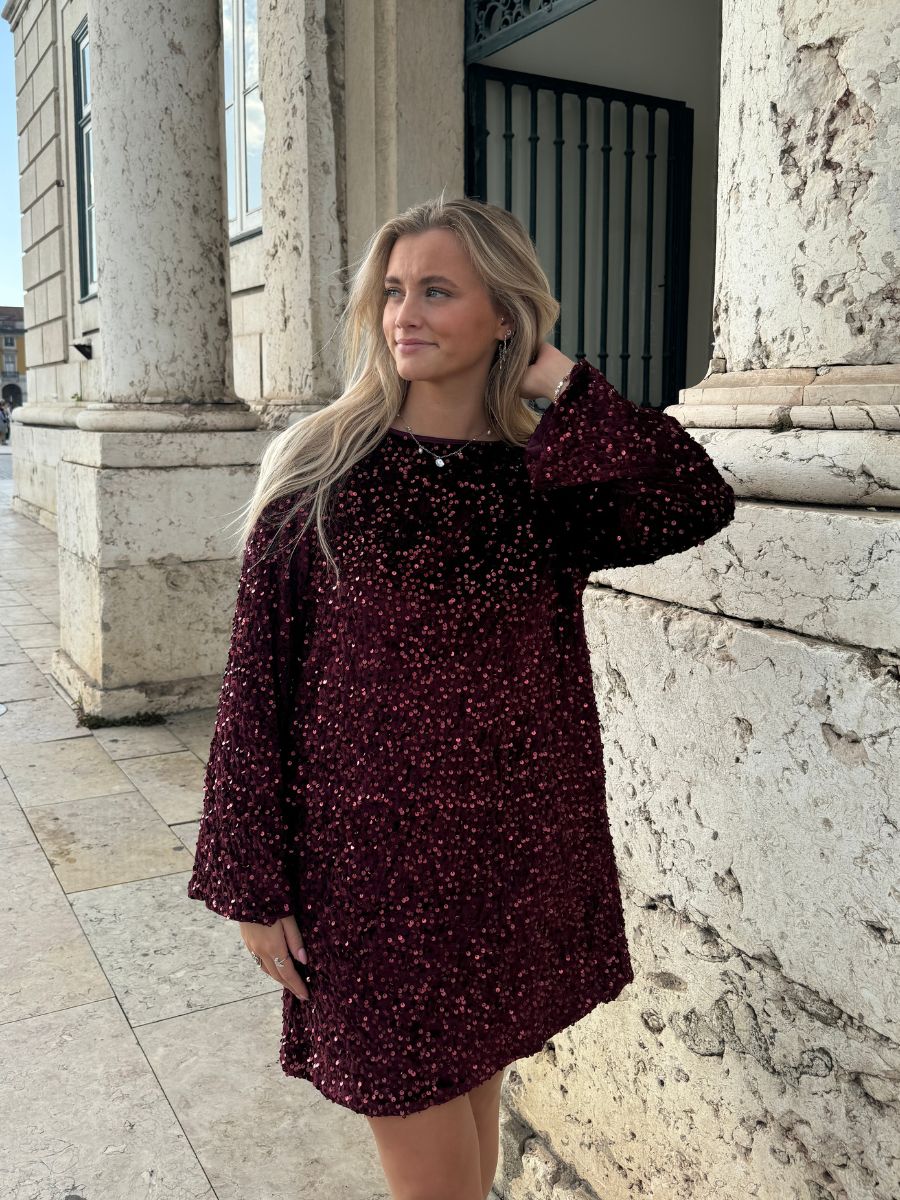Aija bow dress - Dark red