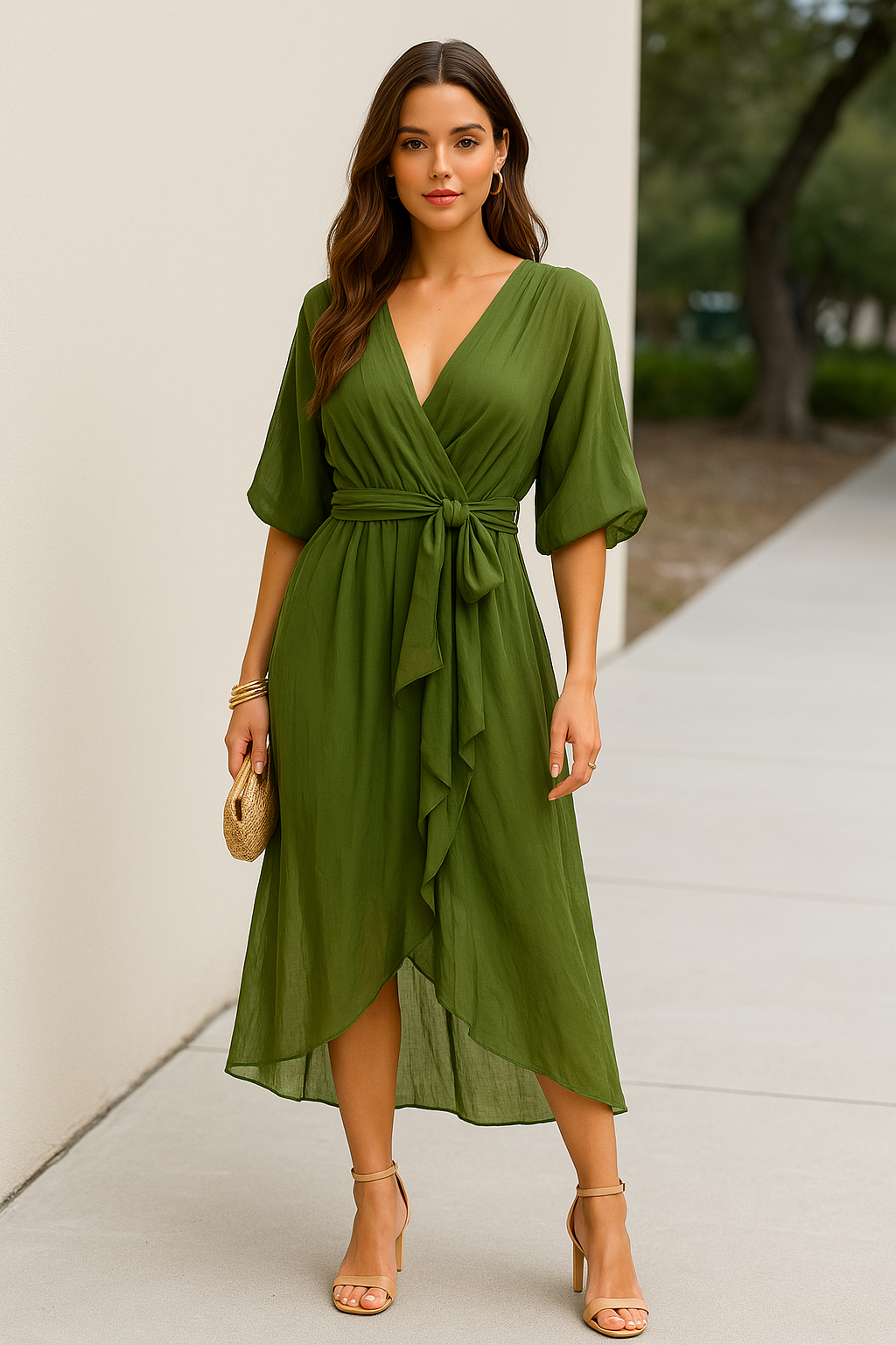 Monica - Vestido de Seda con Escote en V