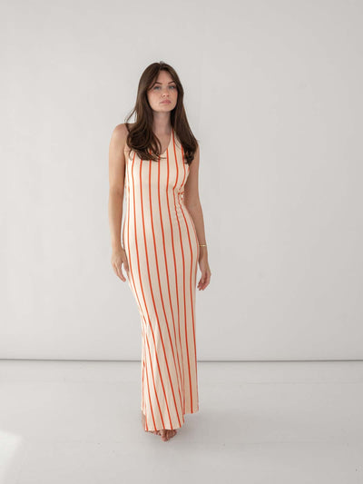 Ophelia striped maxi dress - Beige/Orange
