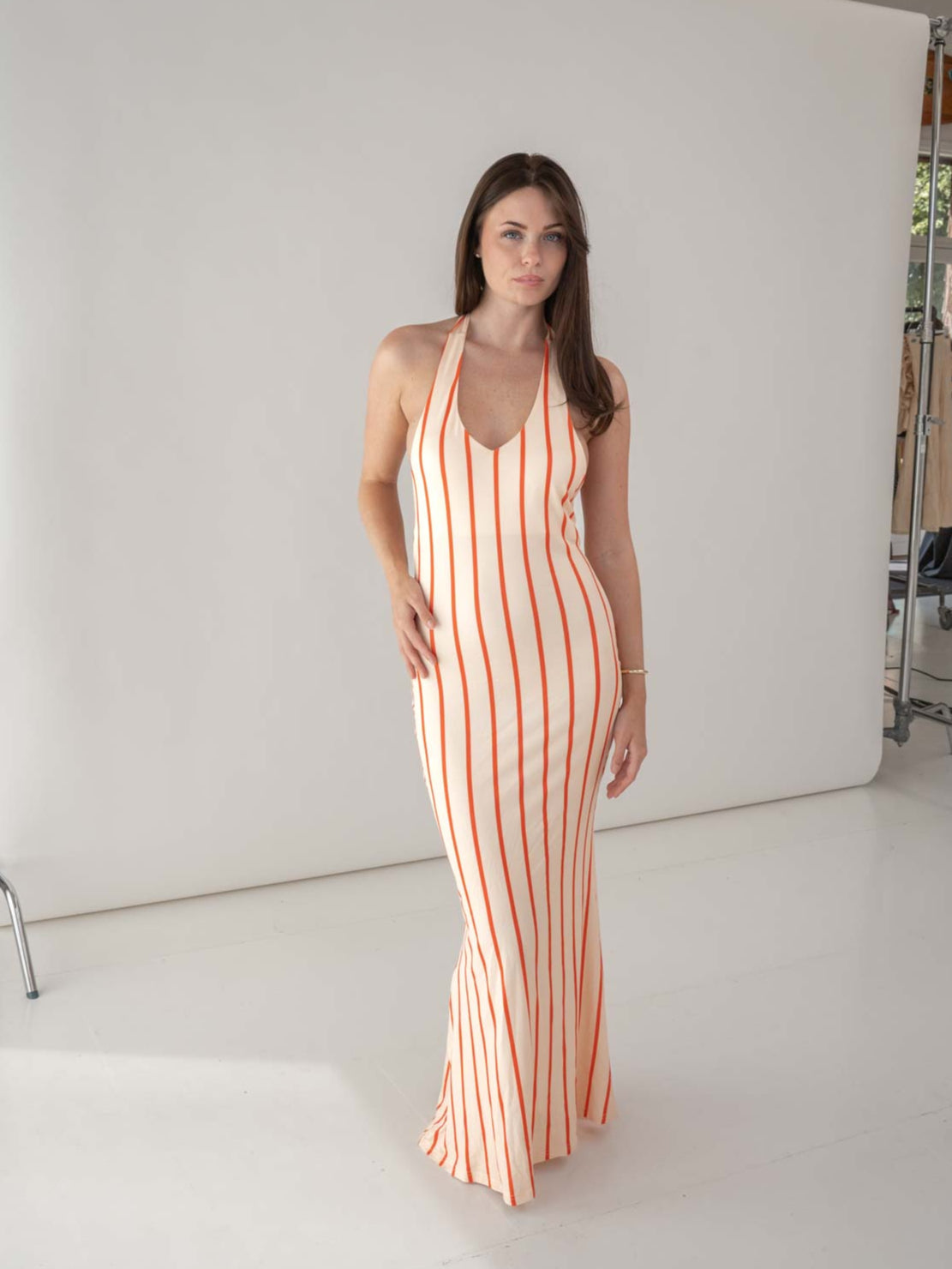 Ophelia striped maxi dress - Beige/Orange