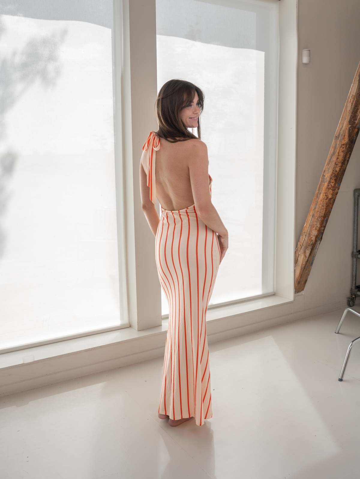 Ophelia striped maxi dress - Beige/Orange