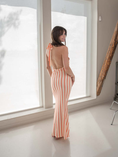 Ophelia striped maxi dress - Beige/Orange