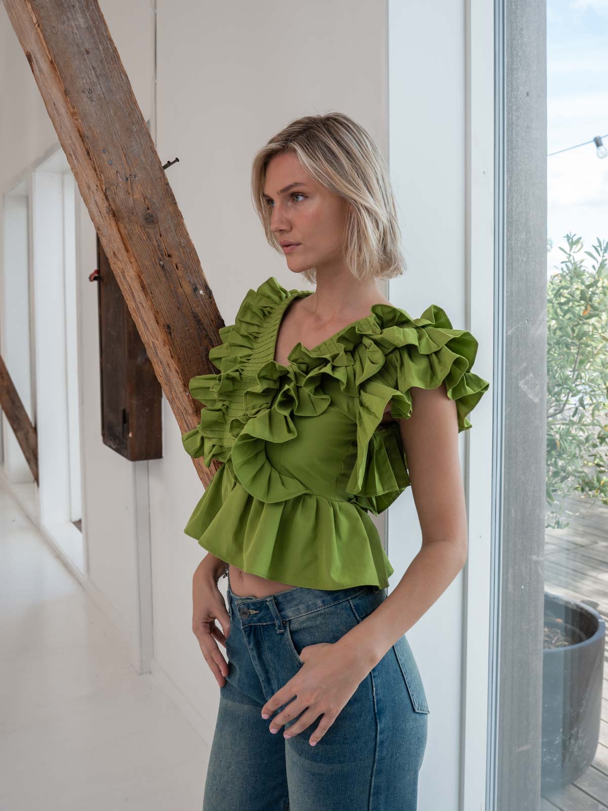 Lia ruffle top - Green