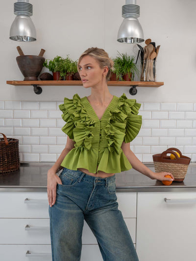 Lia ruffle top - Green