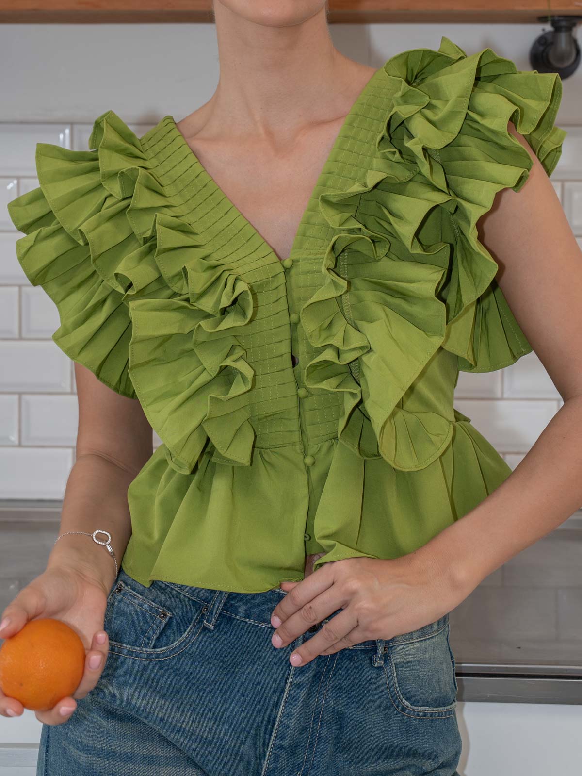 Lia ruffle top - Green