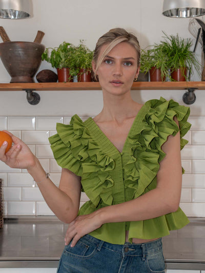 Lia ruffle top - Green