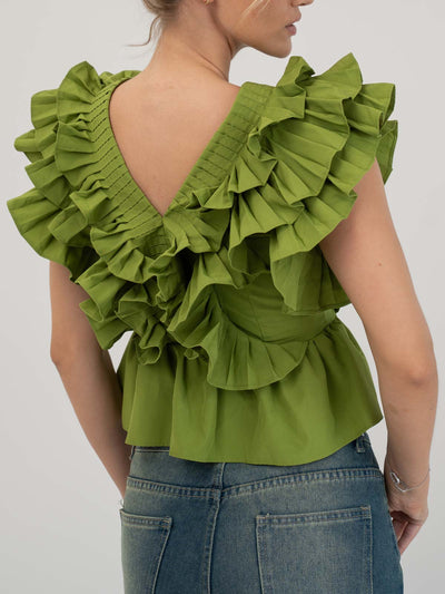 Lia ruffle top - Green