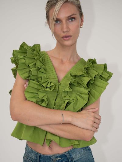 Lia ruffle top - Green