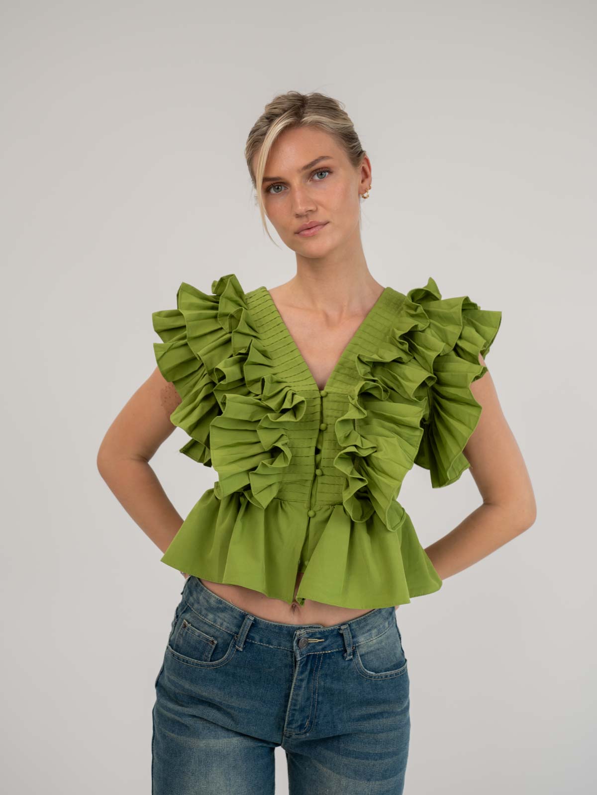 Lia ruffle top - Green