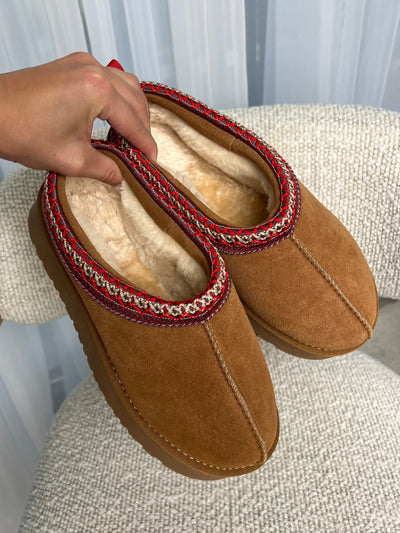 Tora platform teddy shoe - Brown/Red