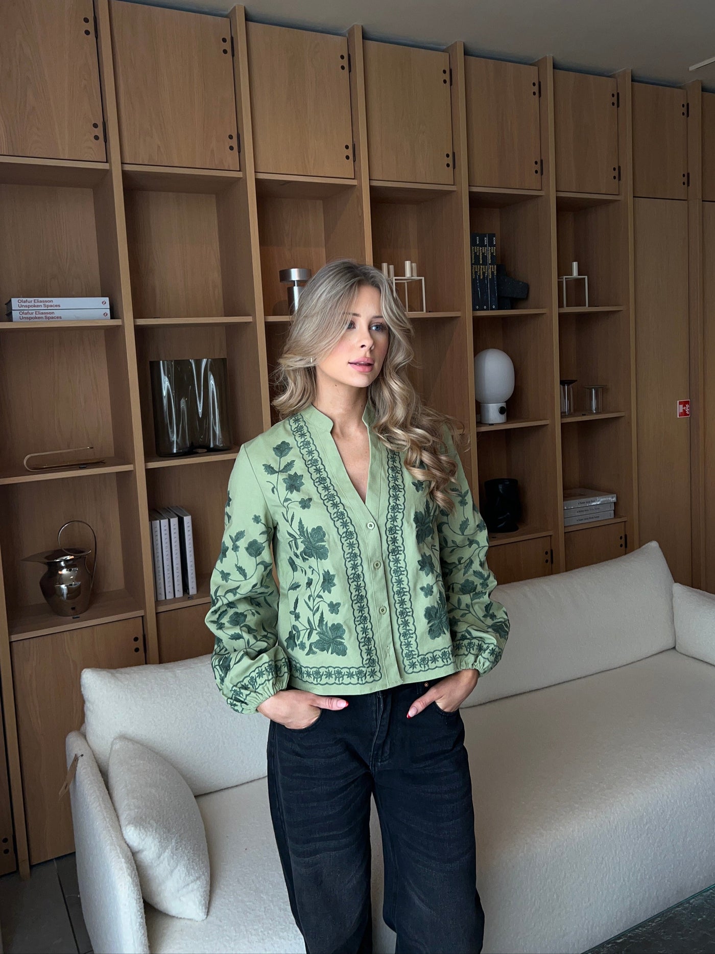 Emma balloon sleeve shirt - Green