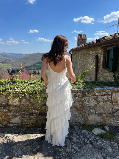 Rie maxi ruffle dress - White