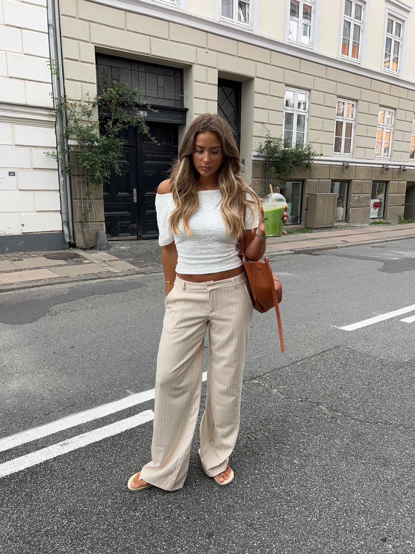 Valentina striped suit pants - Cream white/Grey