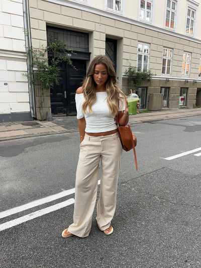 Valentina striped suit pants - Cream white/Grey