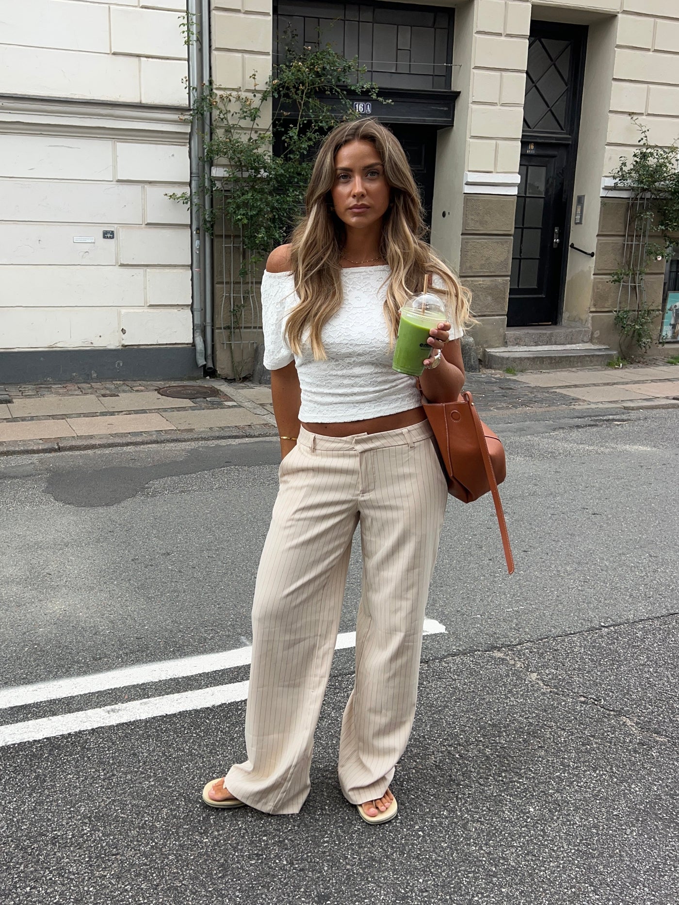 Valentina striped suit pants - Cream white/Grey