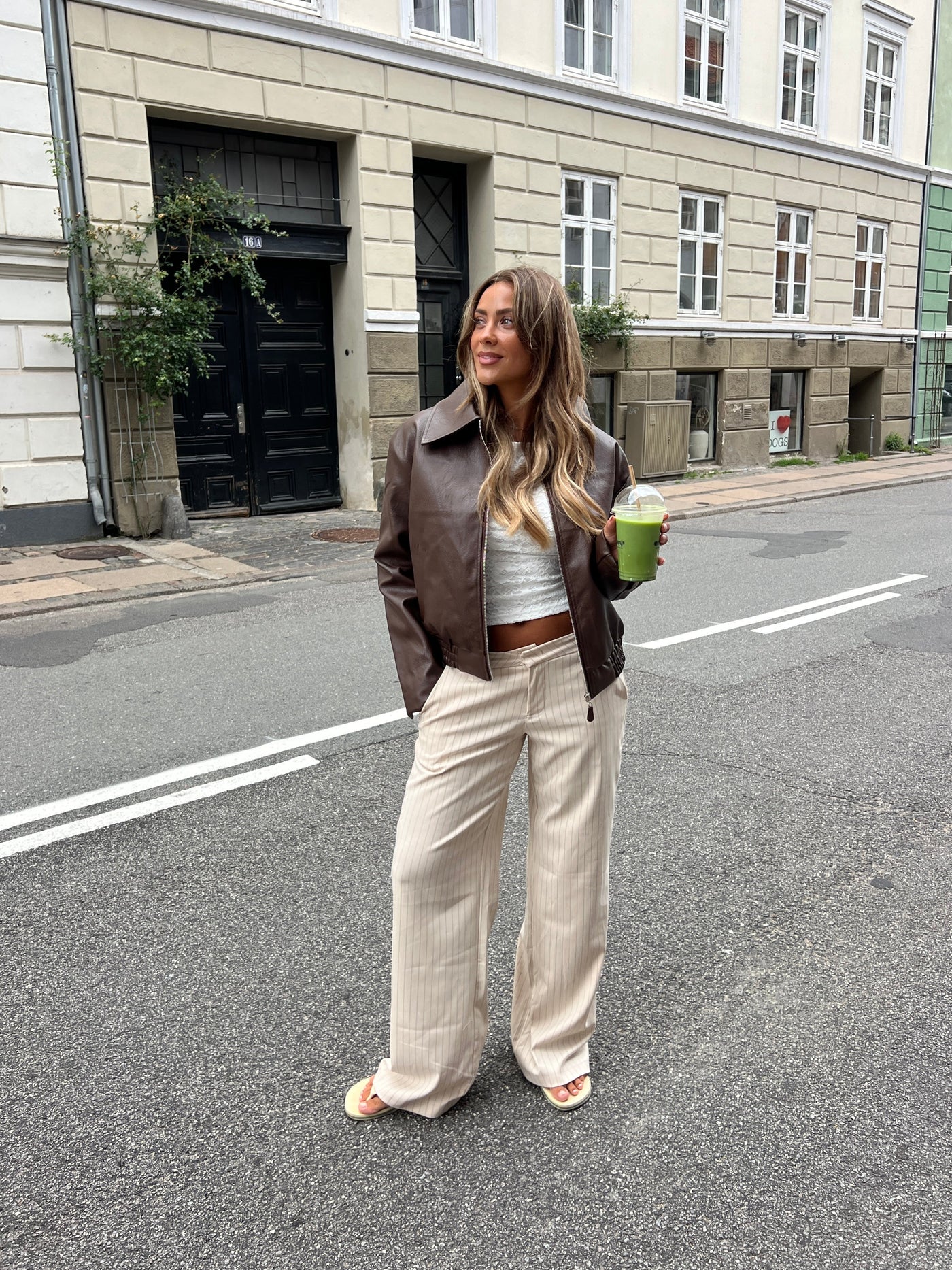 Valentina striped suit pants - Cream white/Grey