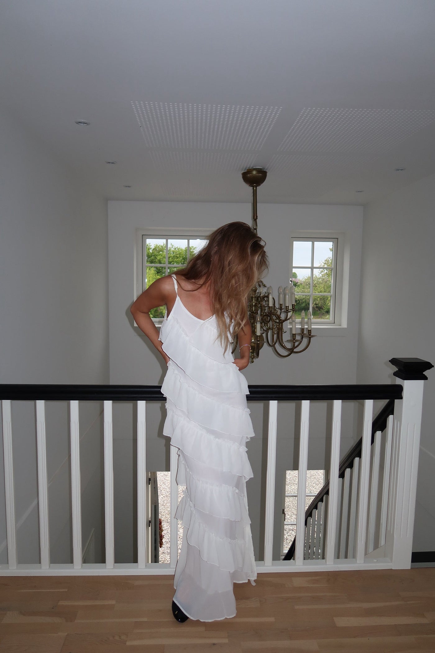 Rie maxi ruffle dress - White