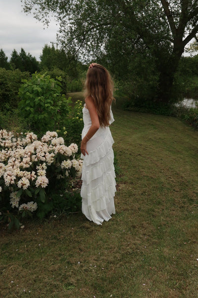 Rie maxi ruffle dress - White
