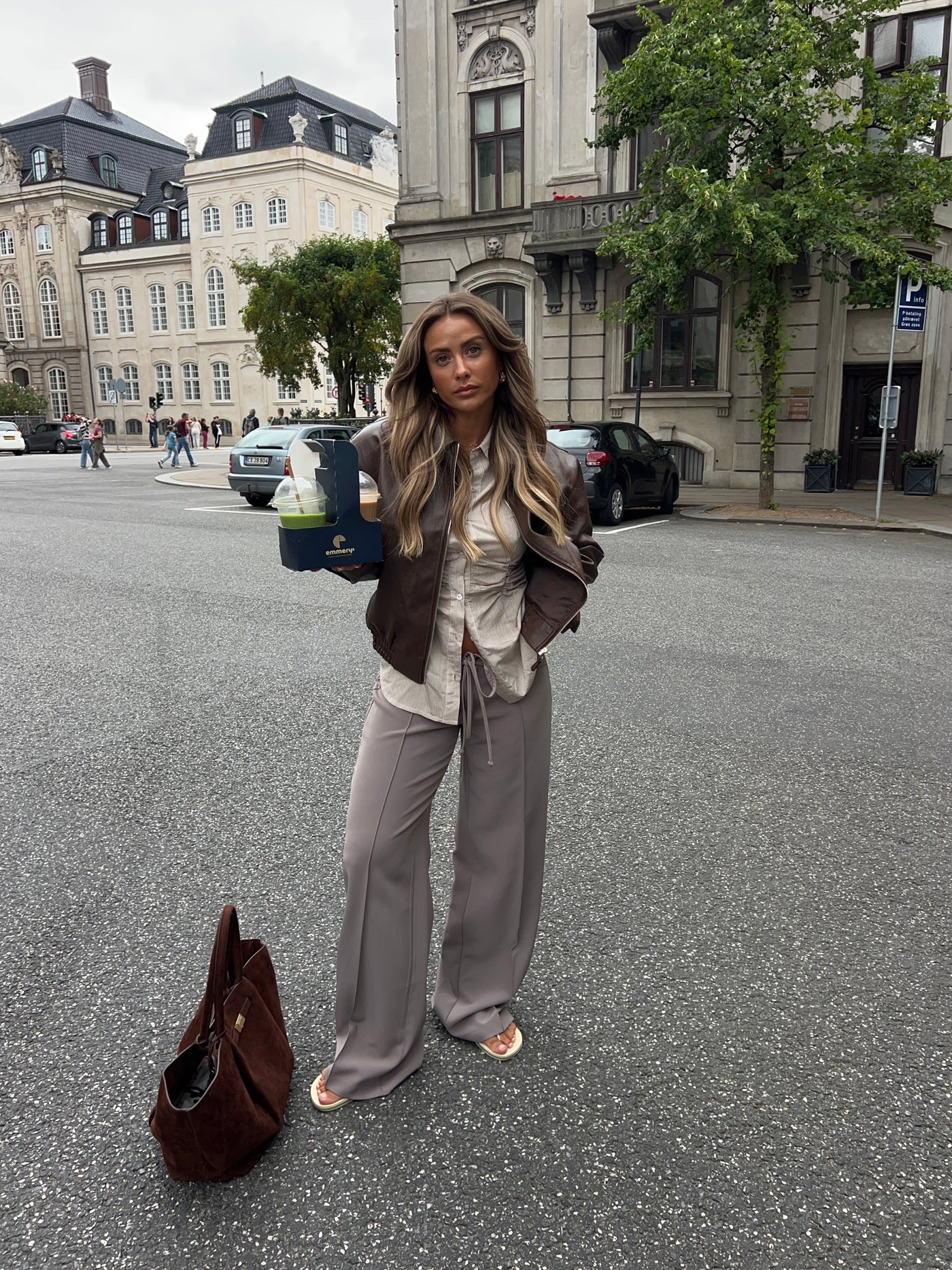 Kaia low-rise suit pants - Lilac beige