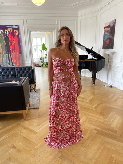 Sage flowers maxi skirt - Pink