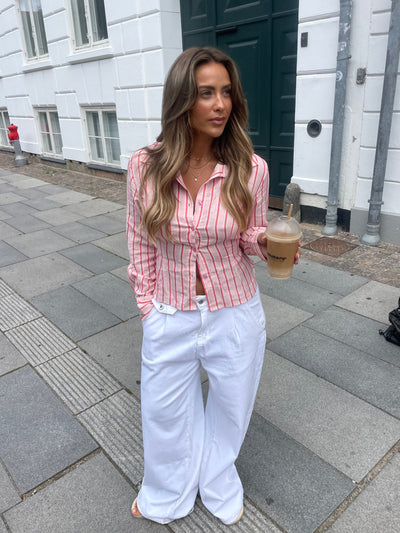 Liora striped linen shirt - Light pink/Pink
