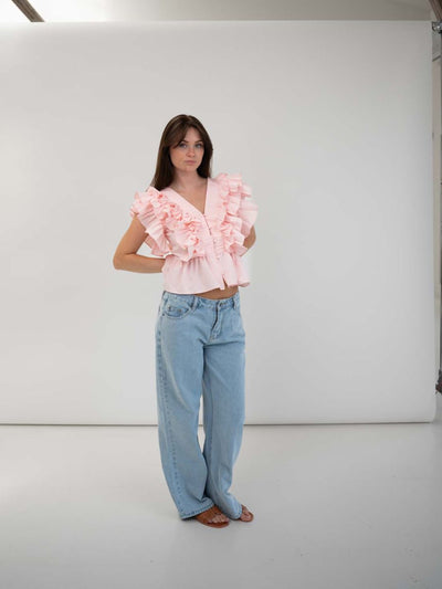 Lia ruffle top - Light pink