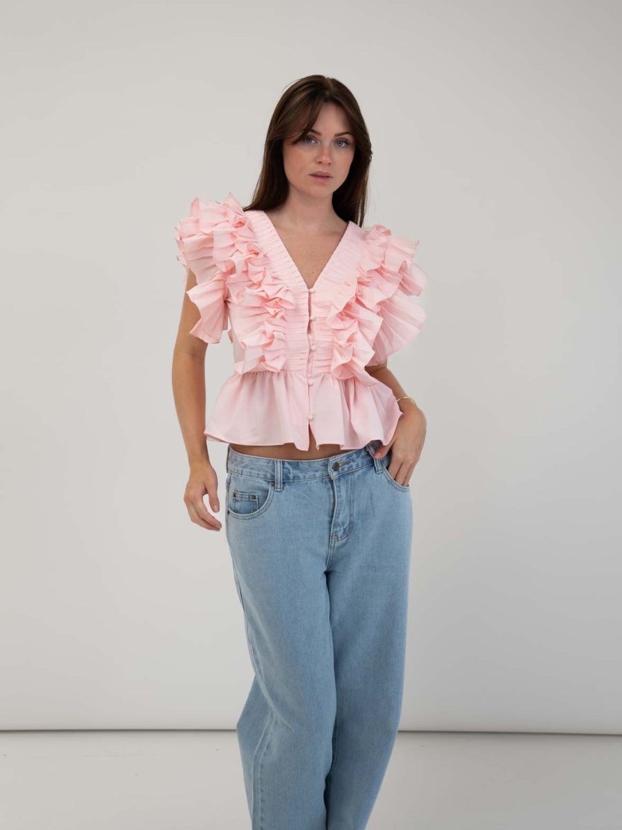 Lia ruffle top - Light pink