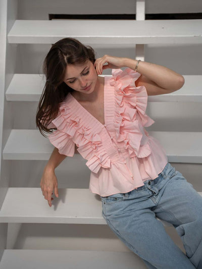 Lia ruffle top - Light pink