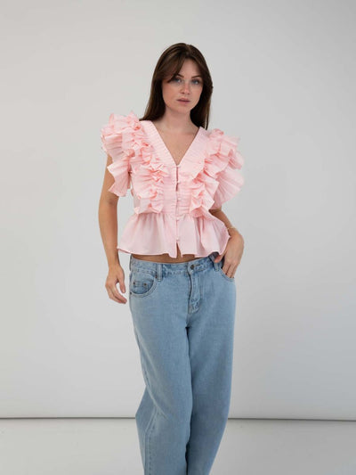 Lia ruffle top - Light pink