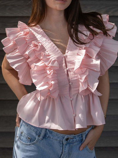 Lia ruffle top - Light pink