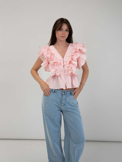 Lia ruffle top - Light pink