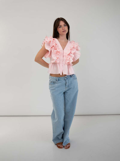 Lia ruffle top - Light pink