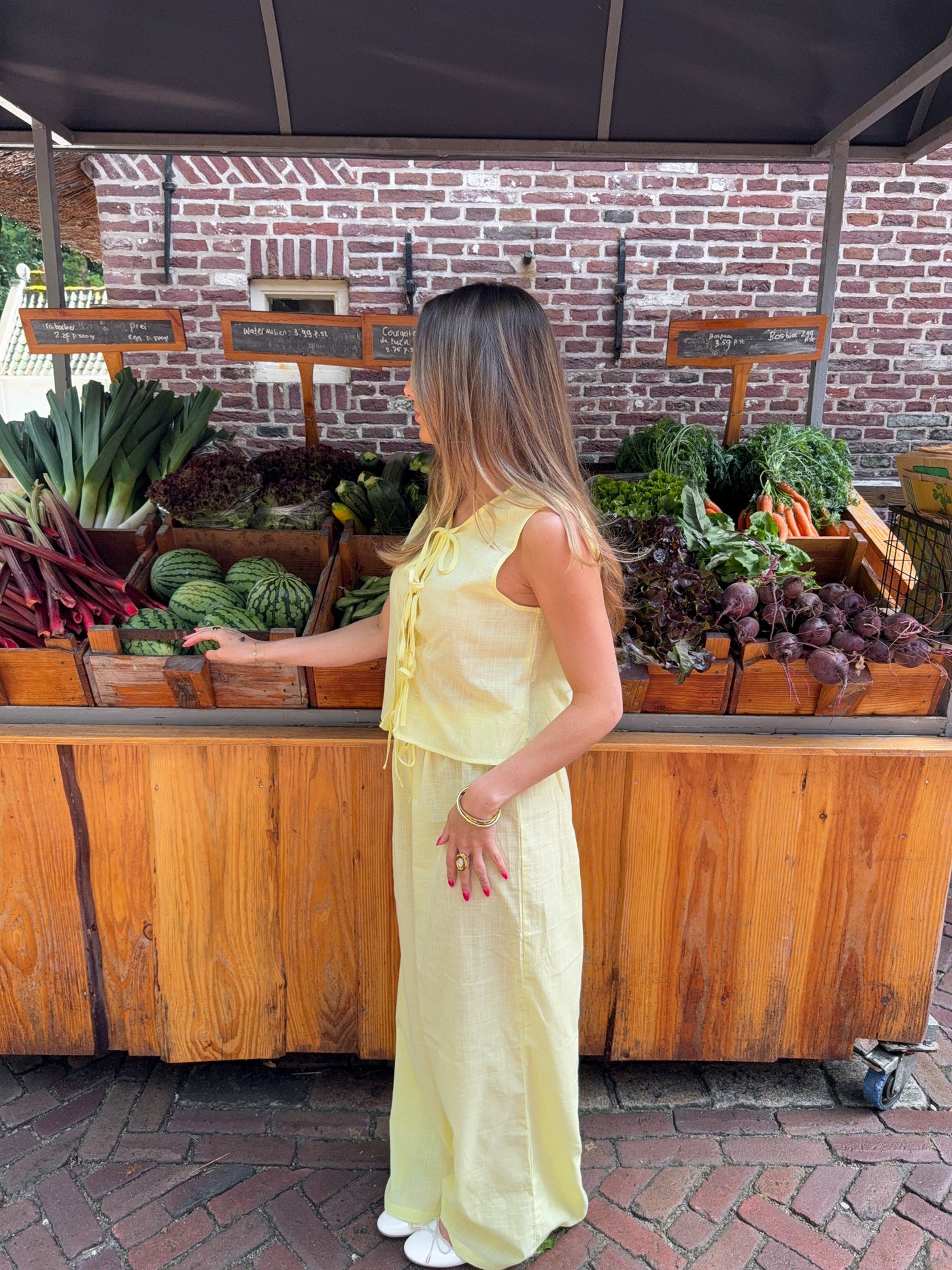 Elva linen pants - Light yellow