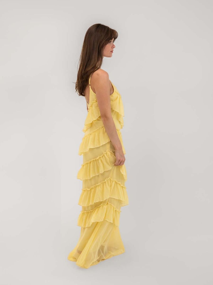 Rie maxi ruffle dress - Light yellow