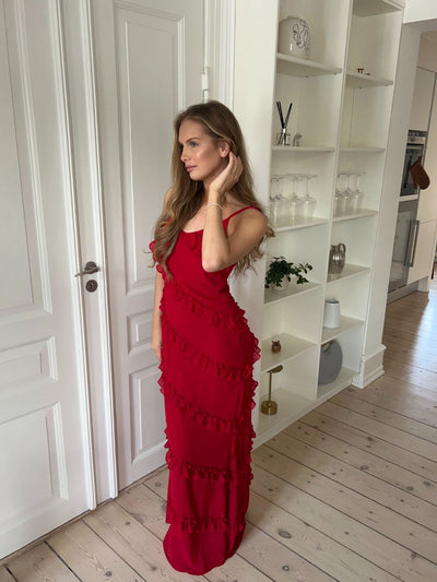 Rie maxi ruffle dress - Red