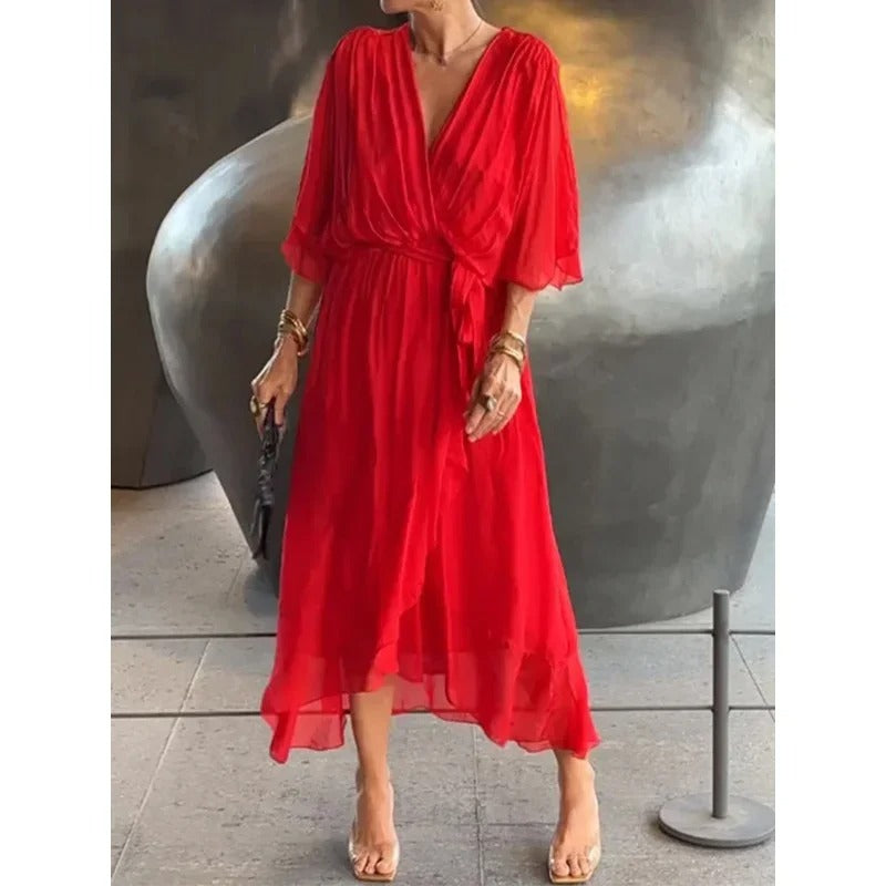 Monica - Vestido de Seda con Escote en V