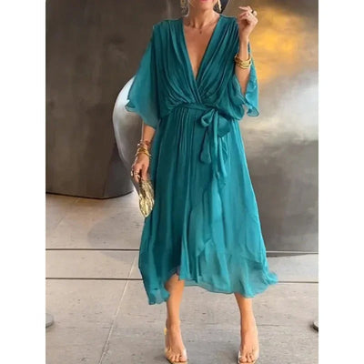 Monica - Vestido de Seda con Escote en V