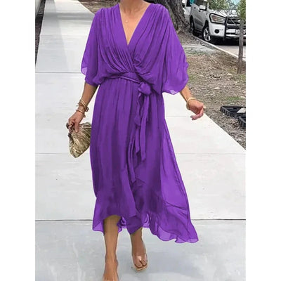 Monica - Vestido de Seda con Escote en V