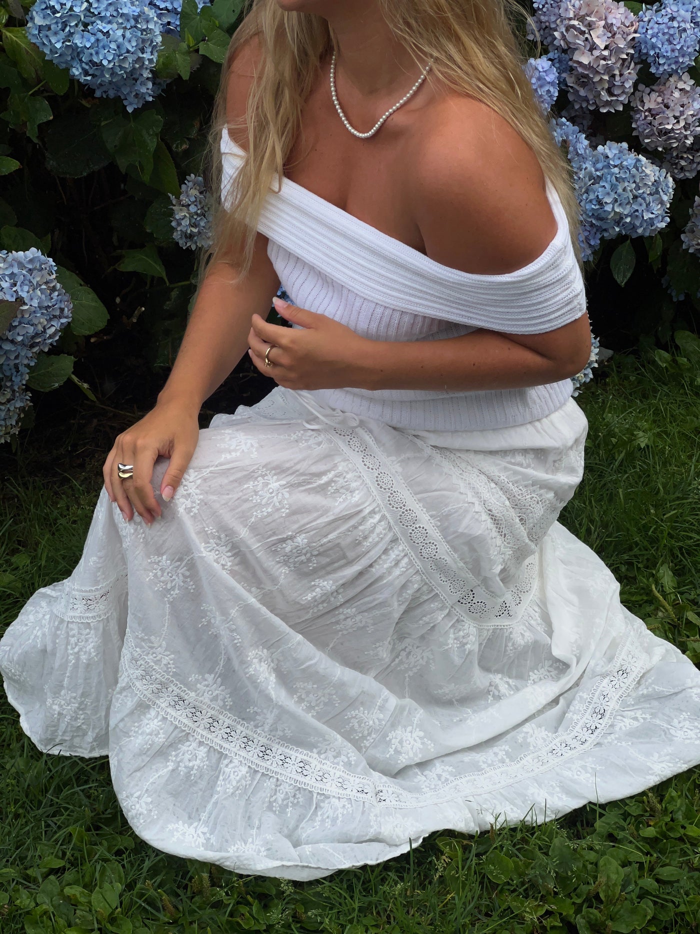Kaya lace maxi skirt - White
