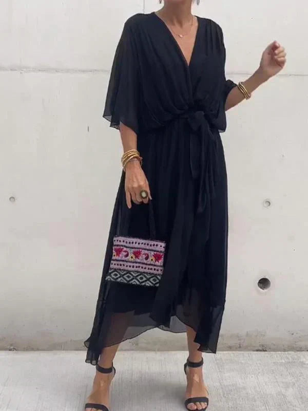 Monica - Vestido de Seda con Escote en V